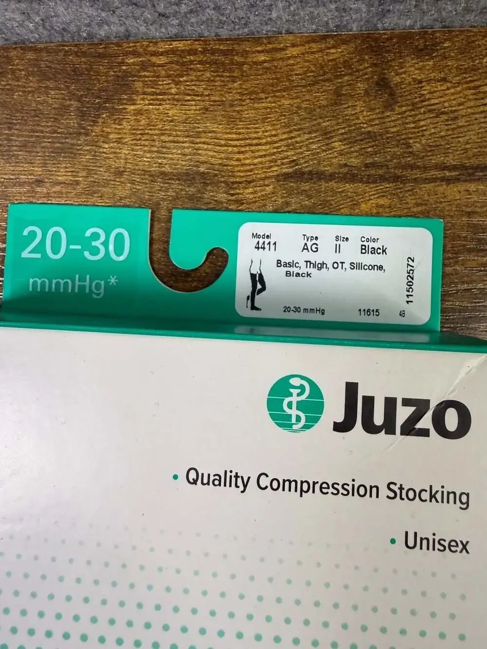 Juzo Thigh High Compression Stocking, Model 4411, 20-30 mmHg, Size II, Black
